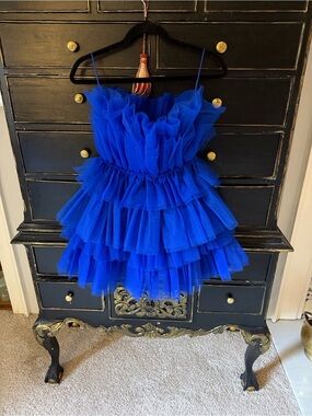 Mable Royal Blue Tulle Semi-Firmal Dress